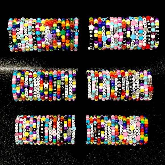 5 Random Rave / EDM Themed Kandi Bracelets - Picture 2 of 4
